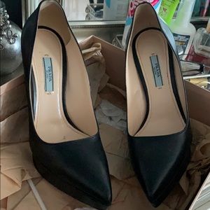 High heel PRADA platform pumps